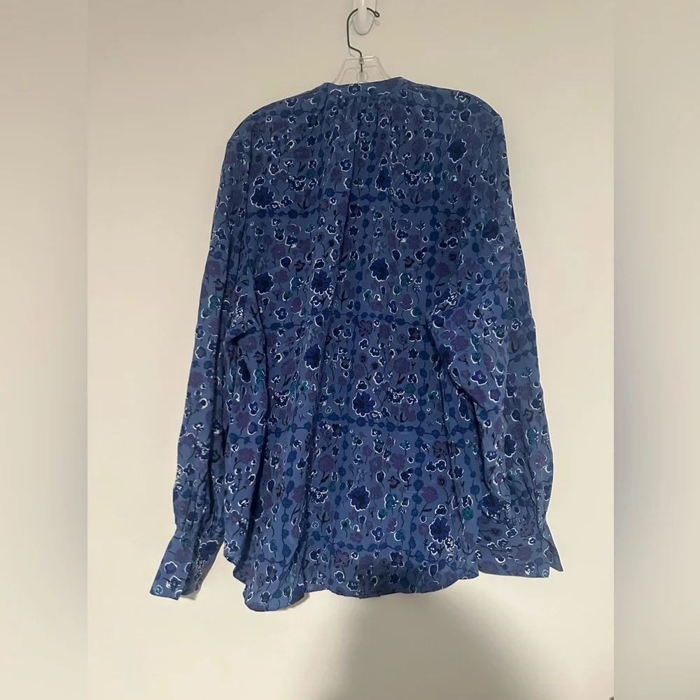 Equipment Blue Floral Silk Blouse - Picture 2 of 6